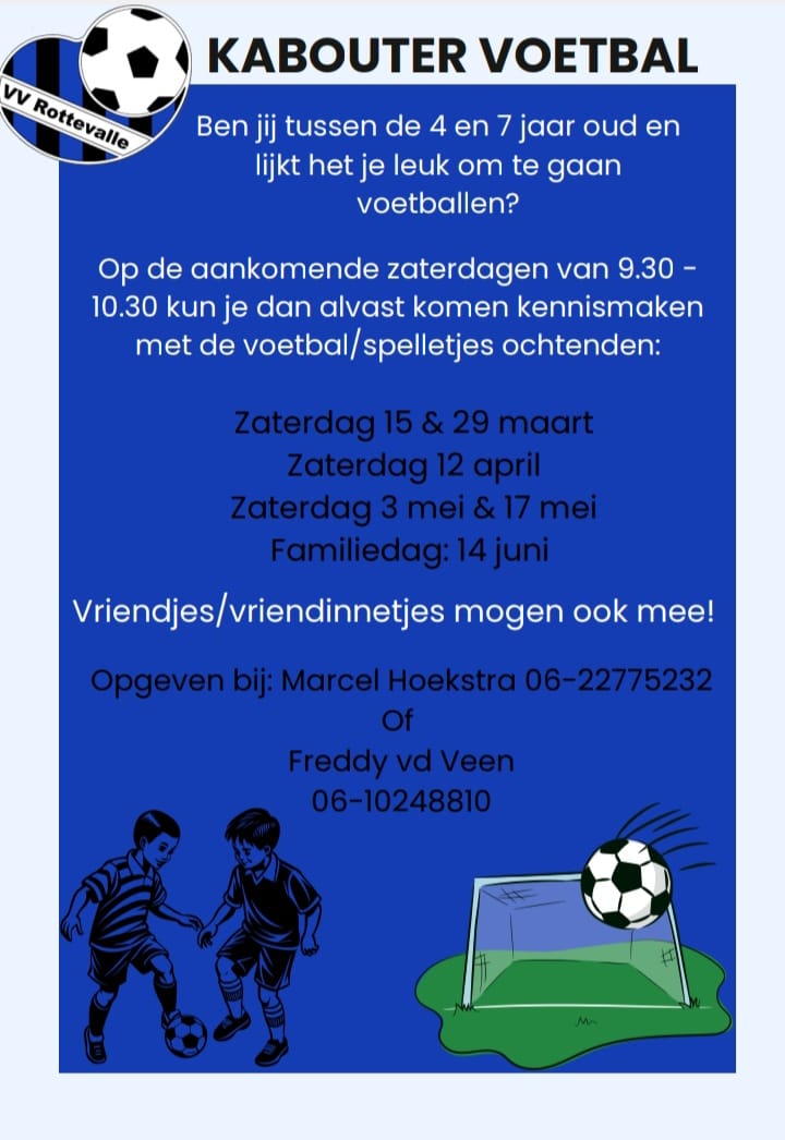 Ben jij tussen de 4 en 7 jaar en wil je graag voetballen?